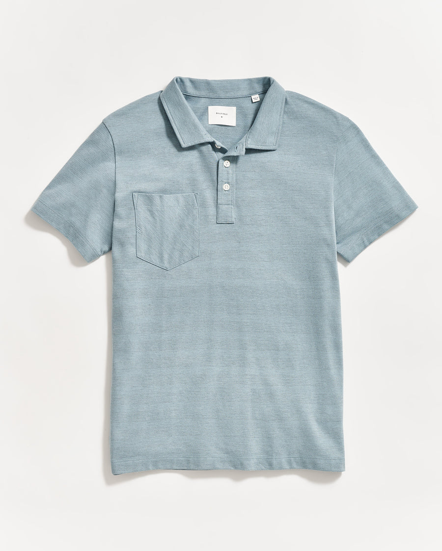 Shadow Stripe Polo in Denim Blue