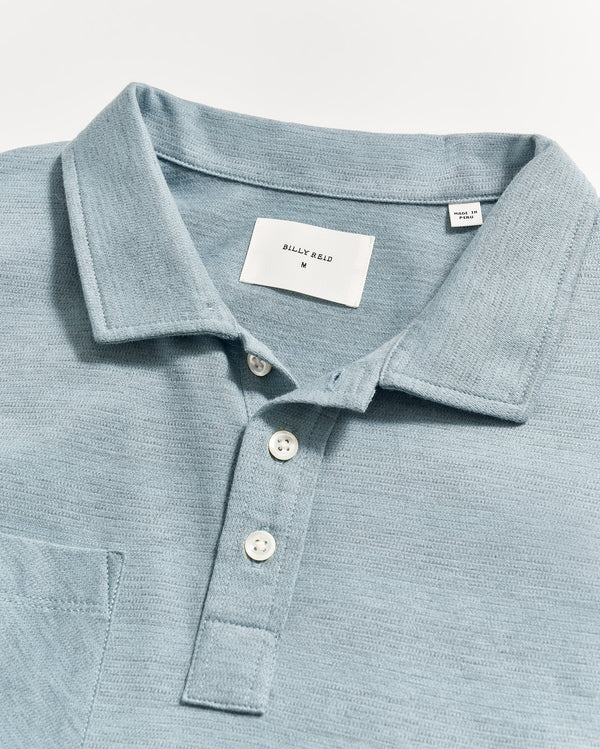 Shadow Stripe Polo in Denim Blue