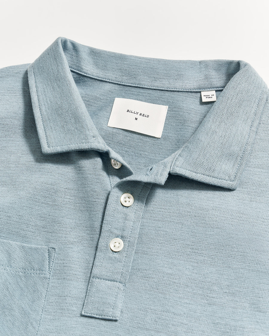 Shadow Stripe Polo in Denim Blue