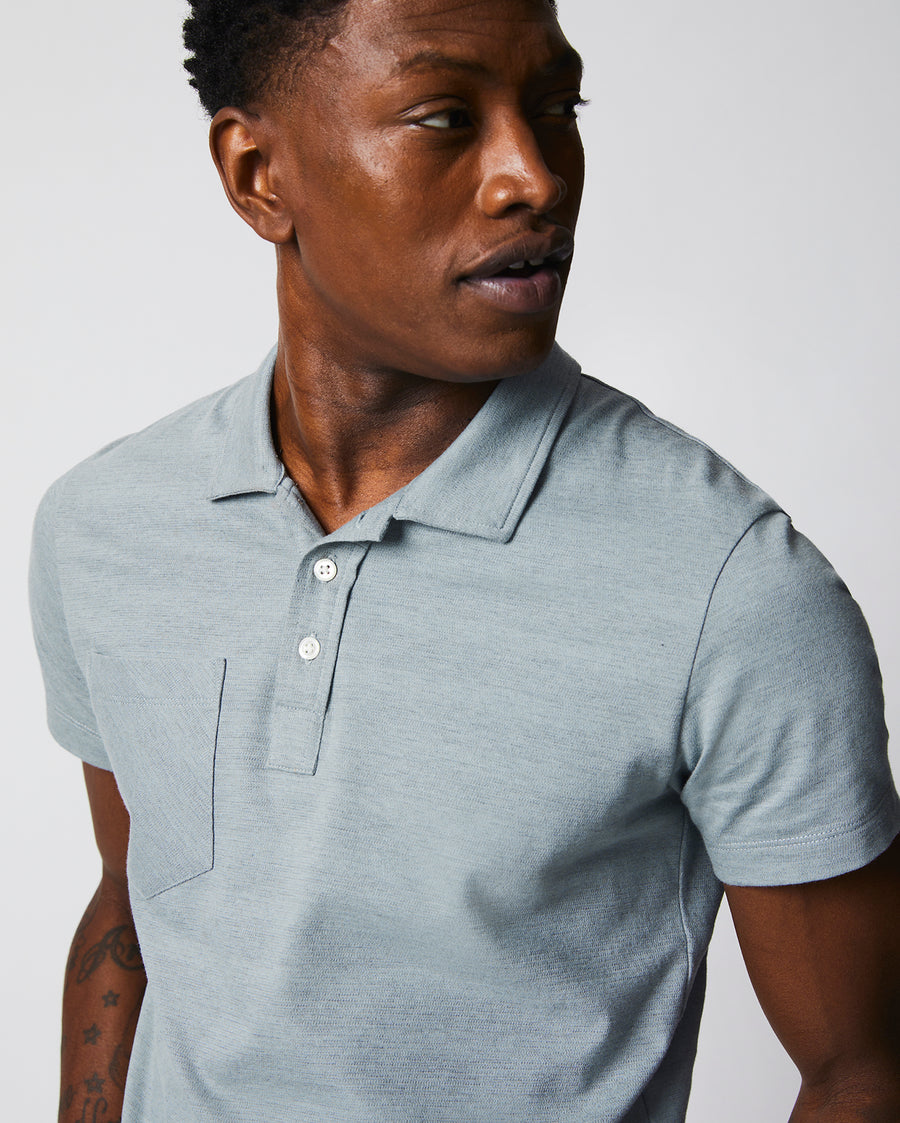 Shadow Stripe Polo in Denim Blue