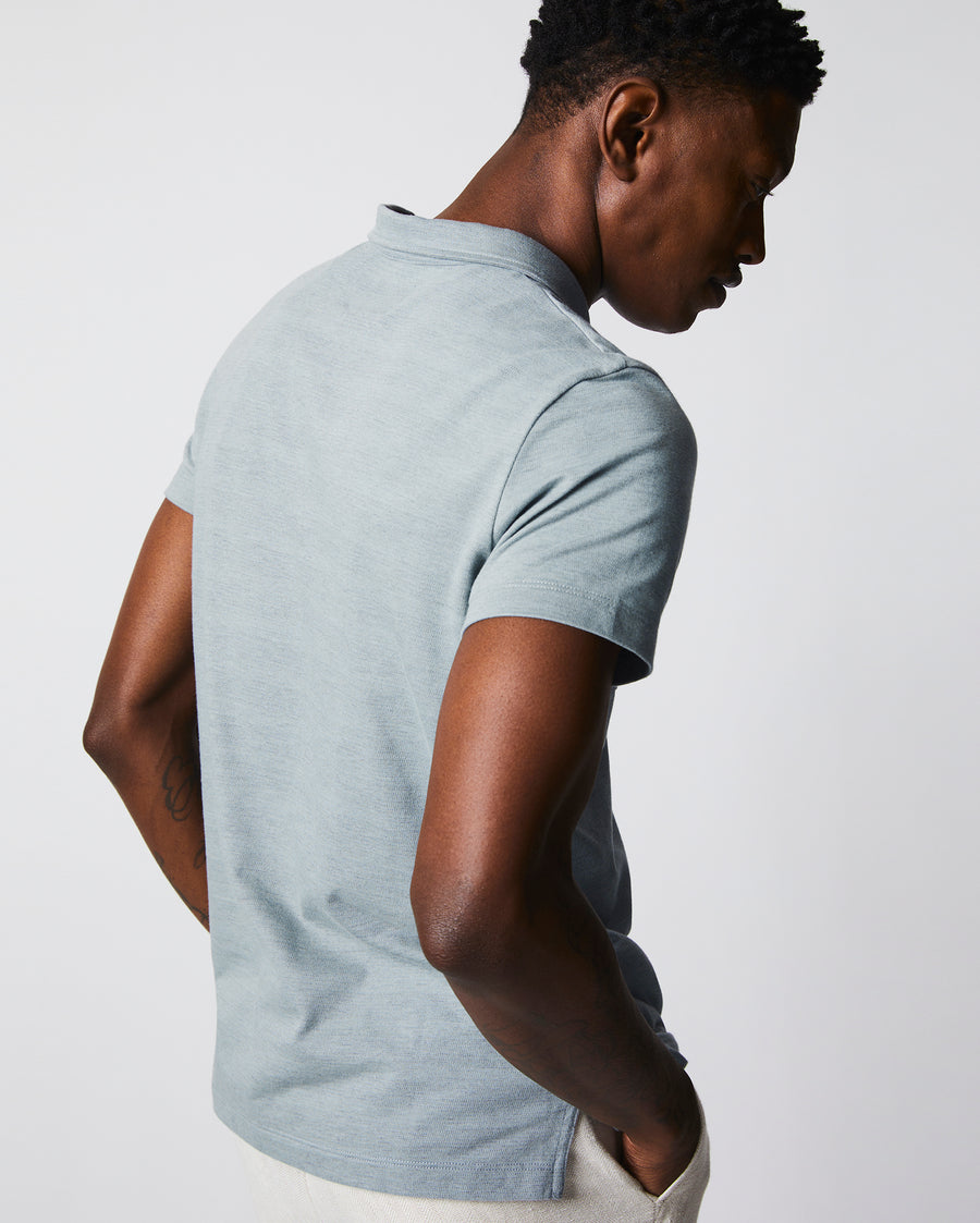 Shadow Stripe Polo in Denim Blue