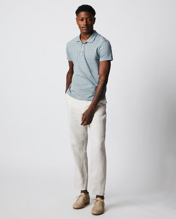 Shadow Stripe Polo in Denim Blue
