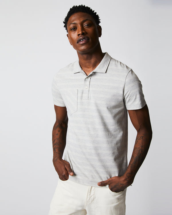 Shadow Stripe Polo in Natural