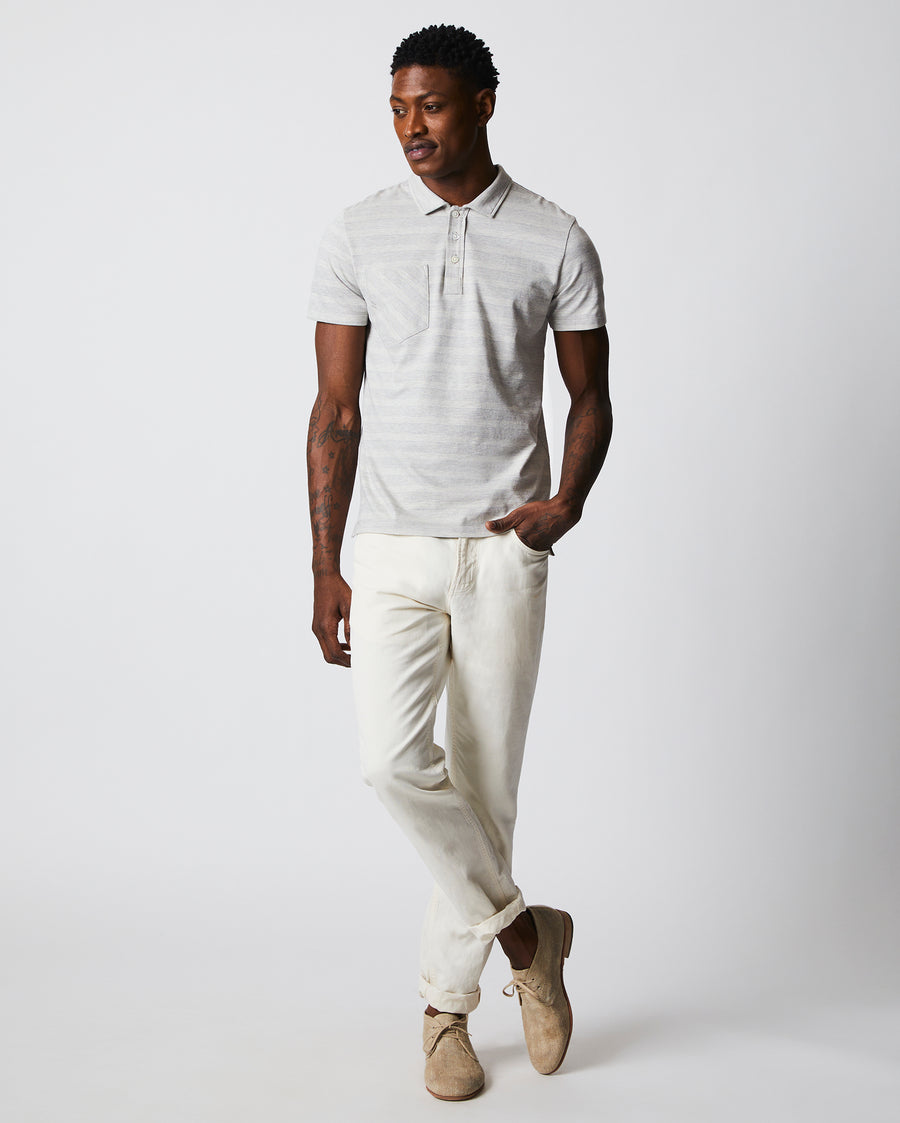 Shadow Stripe Polo in Natural