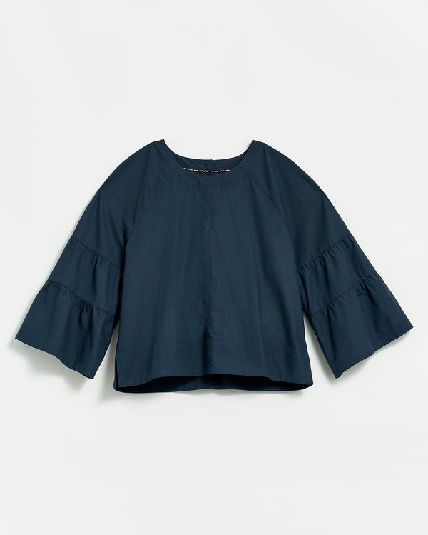 Tiered Sleeve Top in Ink Black