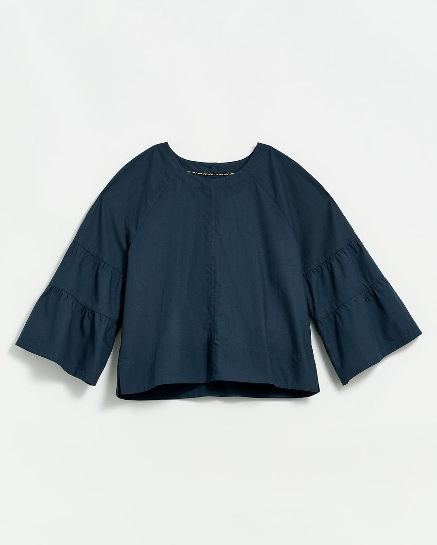 Tiered Sleeve Top in Ink Black
