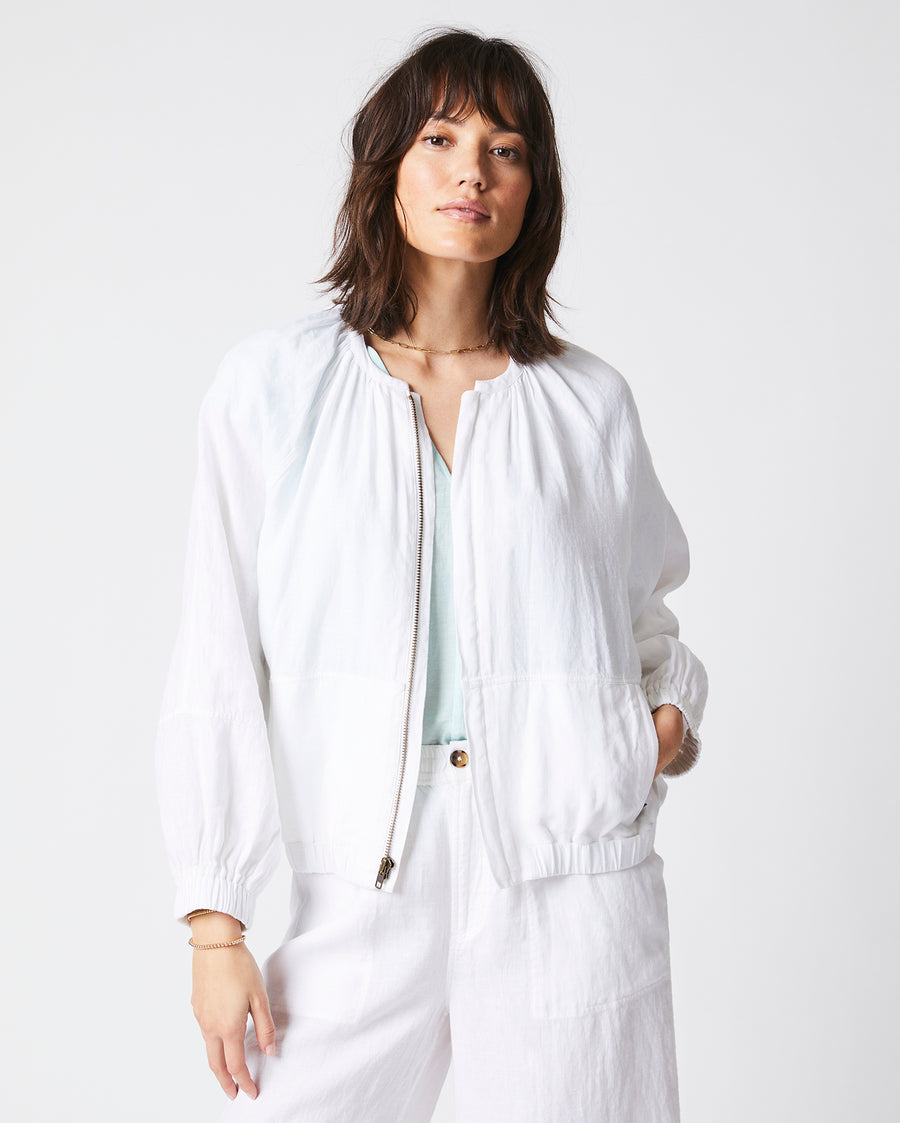 Feminine Bomber in White