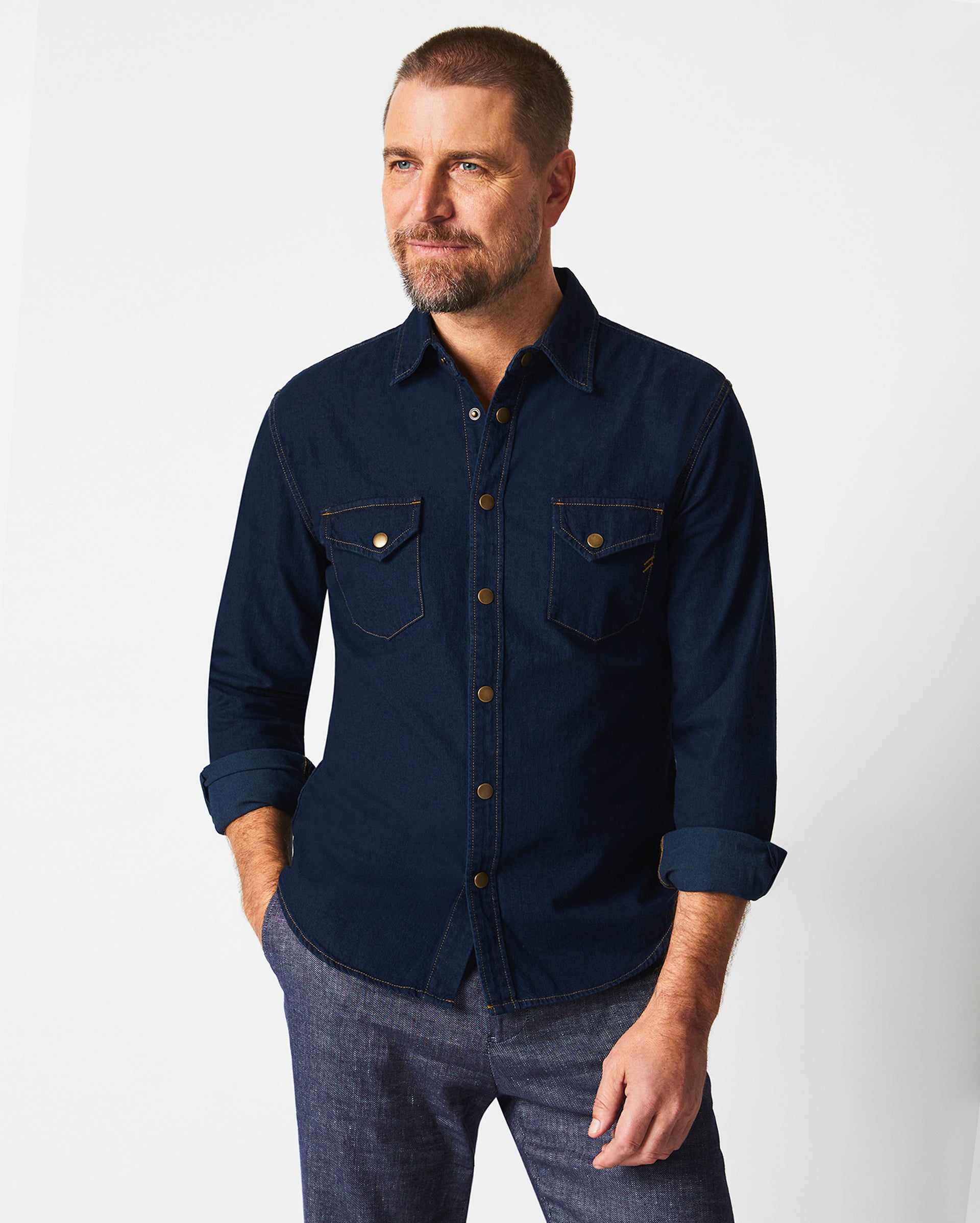Kant Structured Slim Fit Shirt with Buttoned Flap Pockets