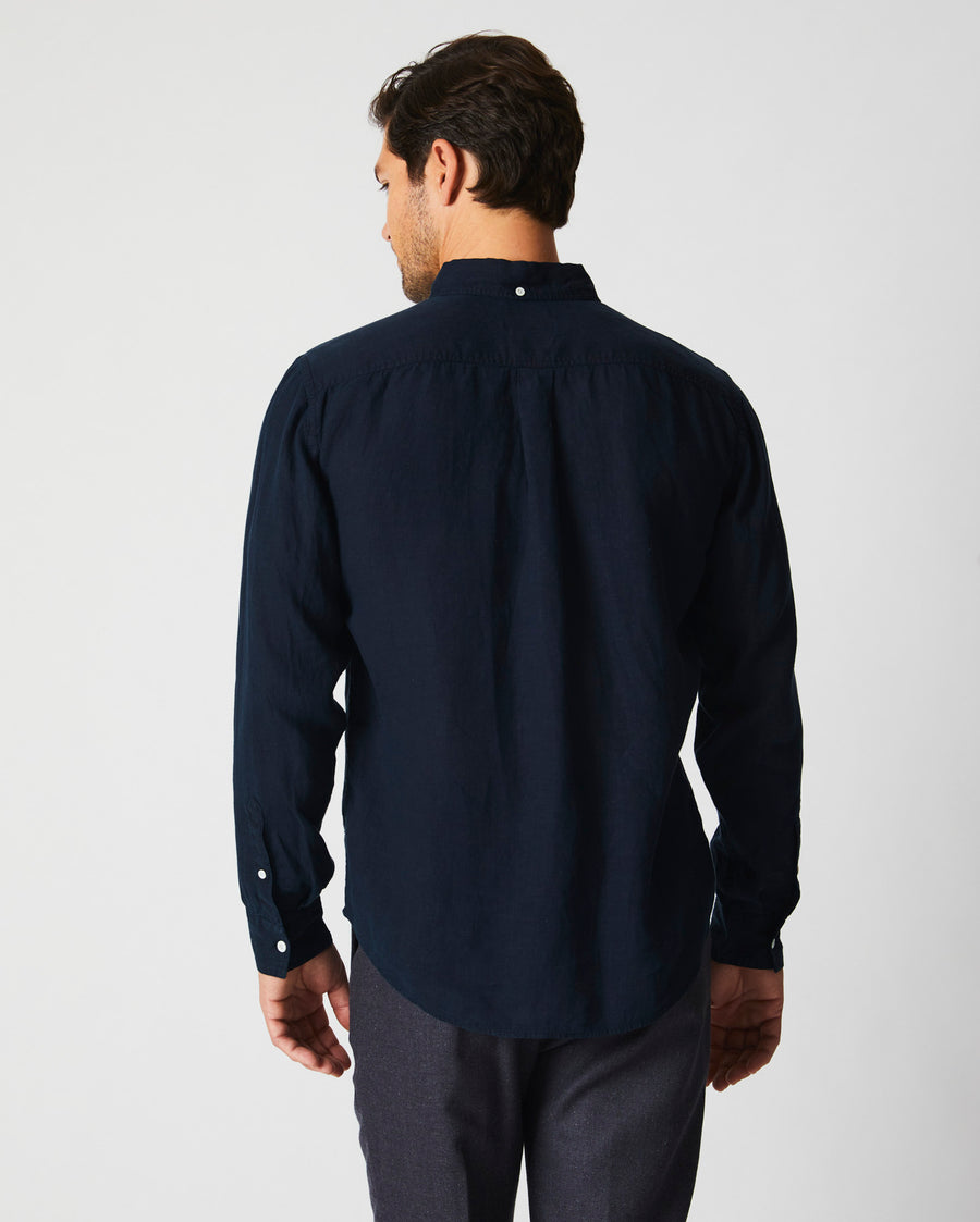Tuscumbia Linen Shirt Button Down in Carbon Blue