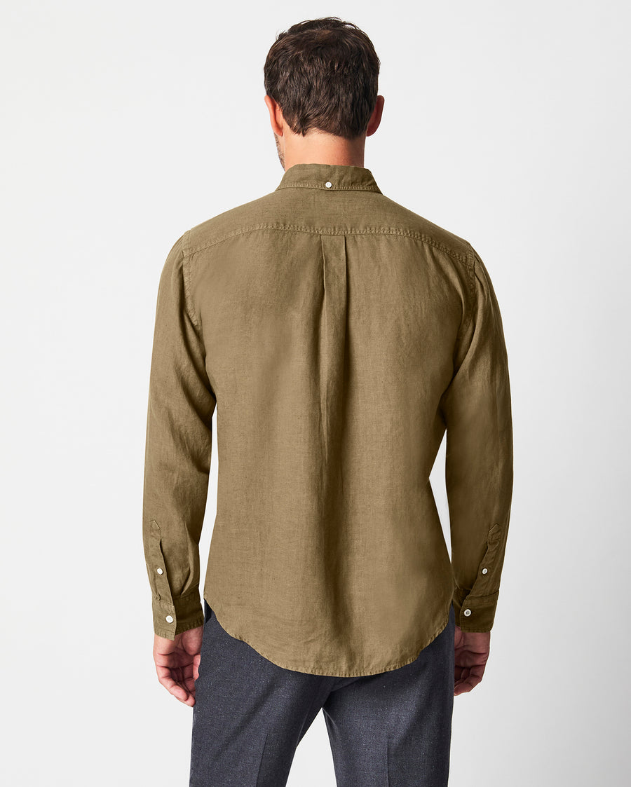 Tuscumbia Linen Shirt Button Down in Olive