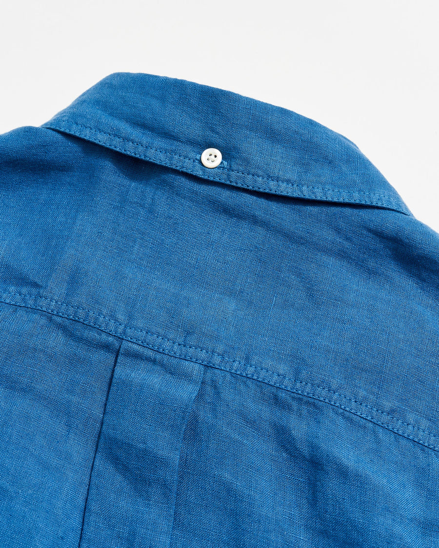 Short Sleeve Linen Tuscumbia Shirt Button Down in Dark Blue