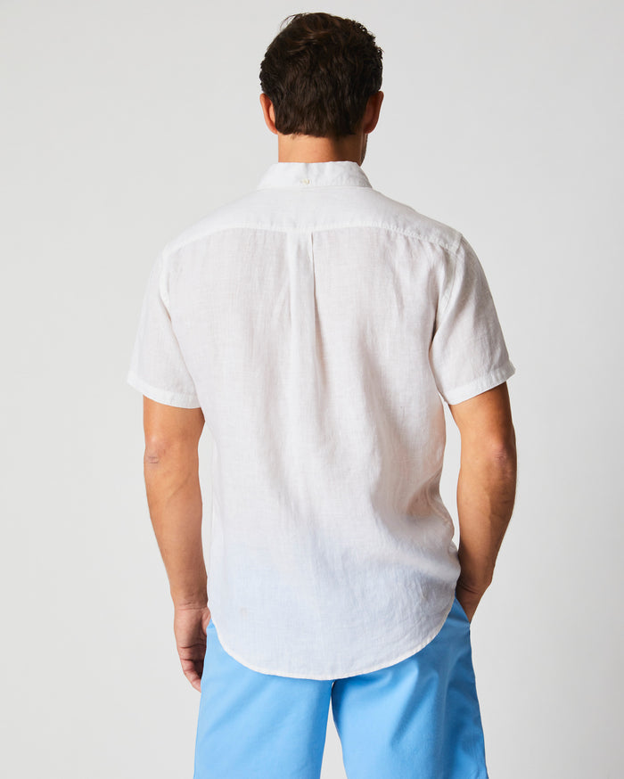 Short Sleeve Linen Tuscumbia Shirt Button Down in White