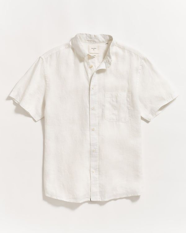 Short Sleeve Linen Tuscumbia Shirt Button Down in White