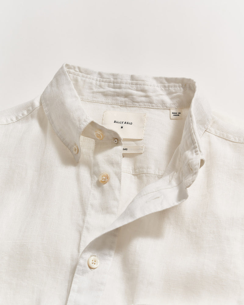 Short Sleeve Linen Tuscumbia Shirt Button Down in White