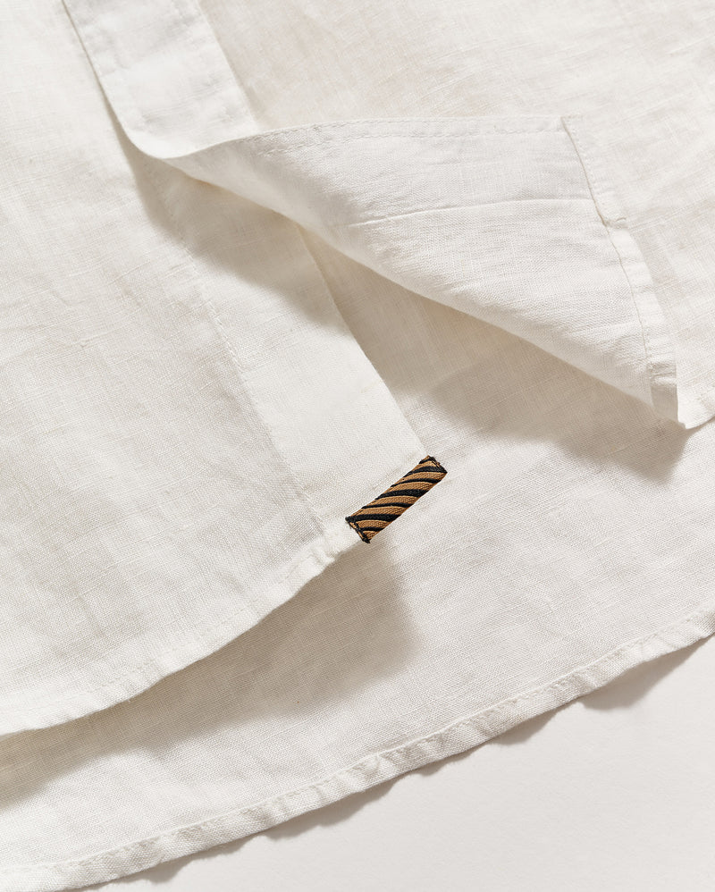 Short Sleeve Linen Tuscumbia Shirt Button Down in White