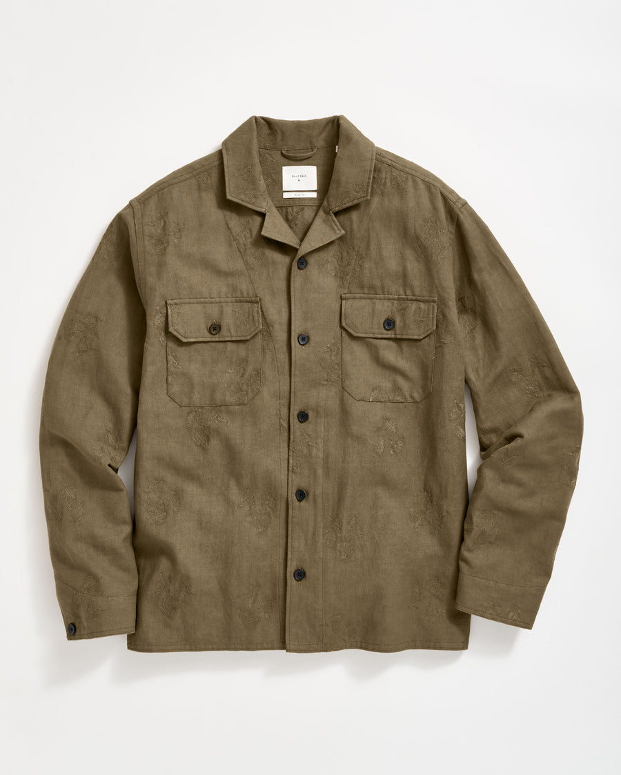 Pelican Gulf Embroidered Overshirt in Olive