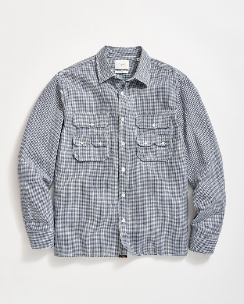 blue micro check shirt