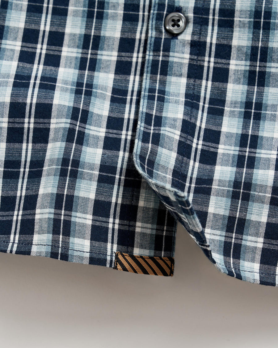 Plaid Pickwick Shirt in Carbon Blue