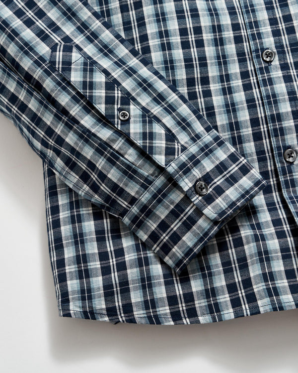 Plaid Pickwick Shirt in Carbon Blue