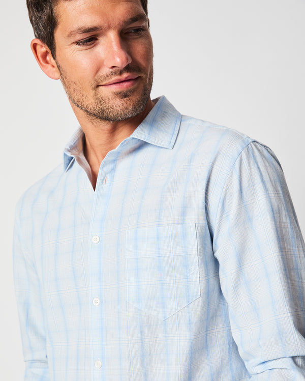 Line Plaid Pickwick Shirt in French Blue