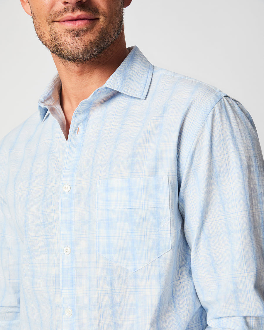 Line Plaid Pickwick Shirt in French Blue