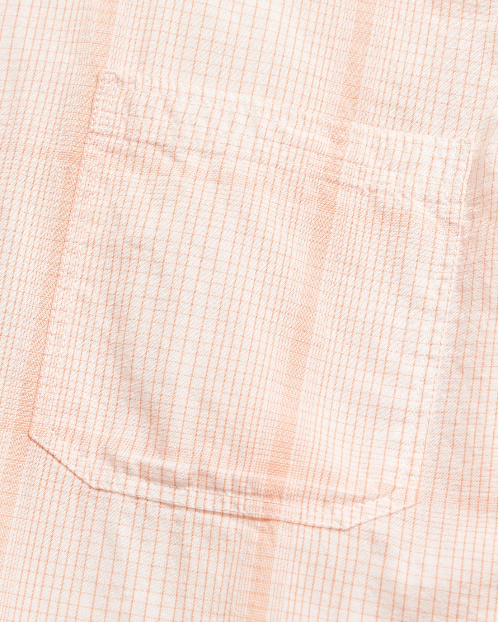 Short Sleeve Line Plaid Tuscumbia Shirt Button Down in Pale Coral