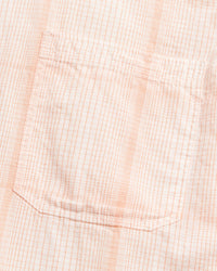 Short Sleeve Line Plaid Tuscumbia Shirt Button Down in Pale Coral
