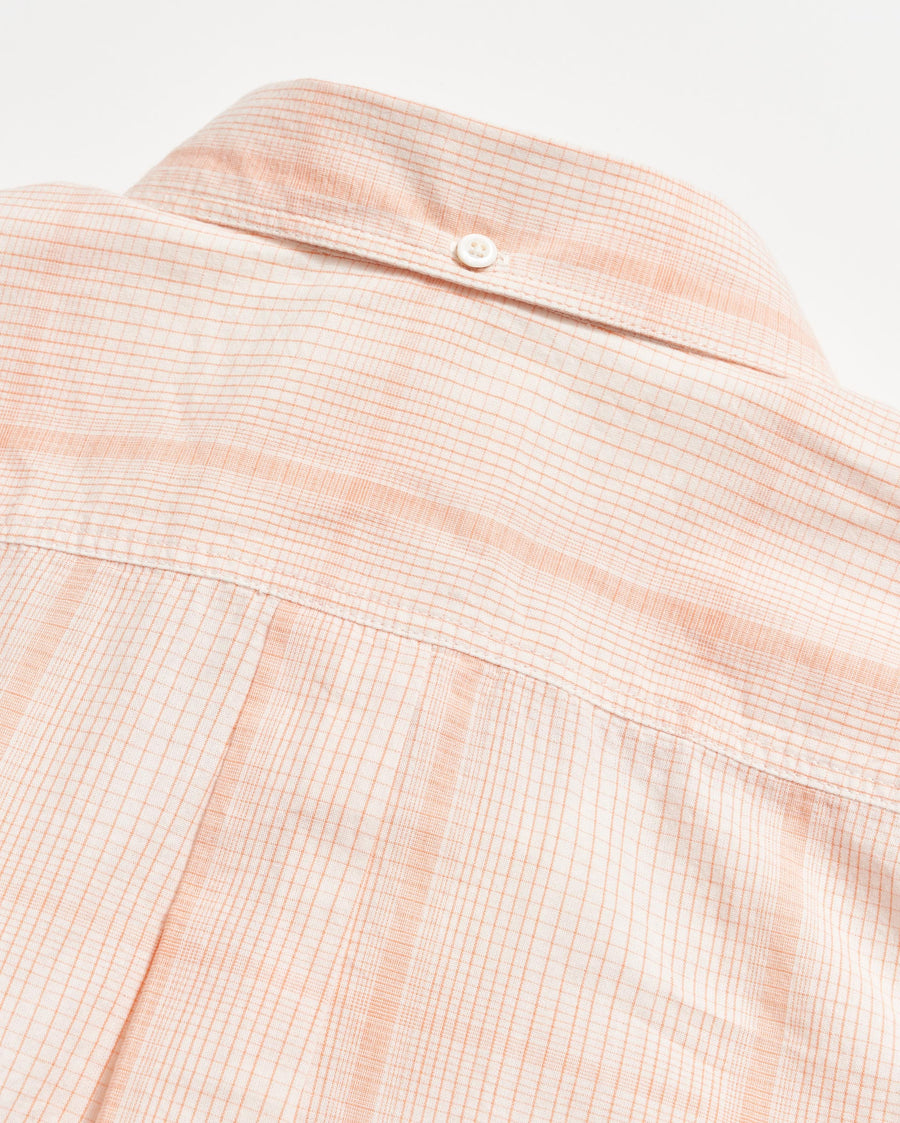 Short Sleeve Line Plaid Tuscumbia Shirt Button Down in Pale Coral