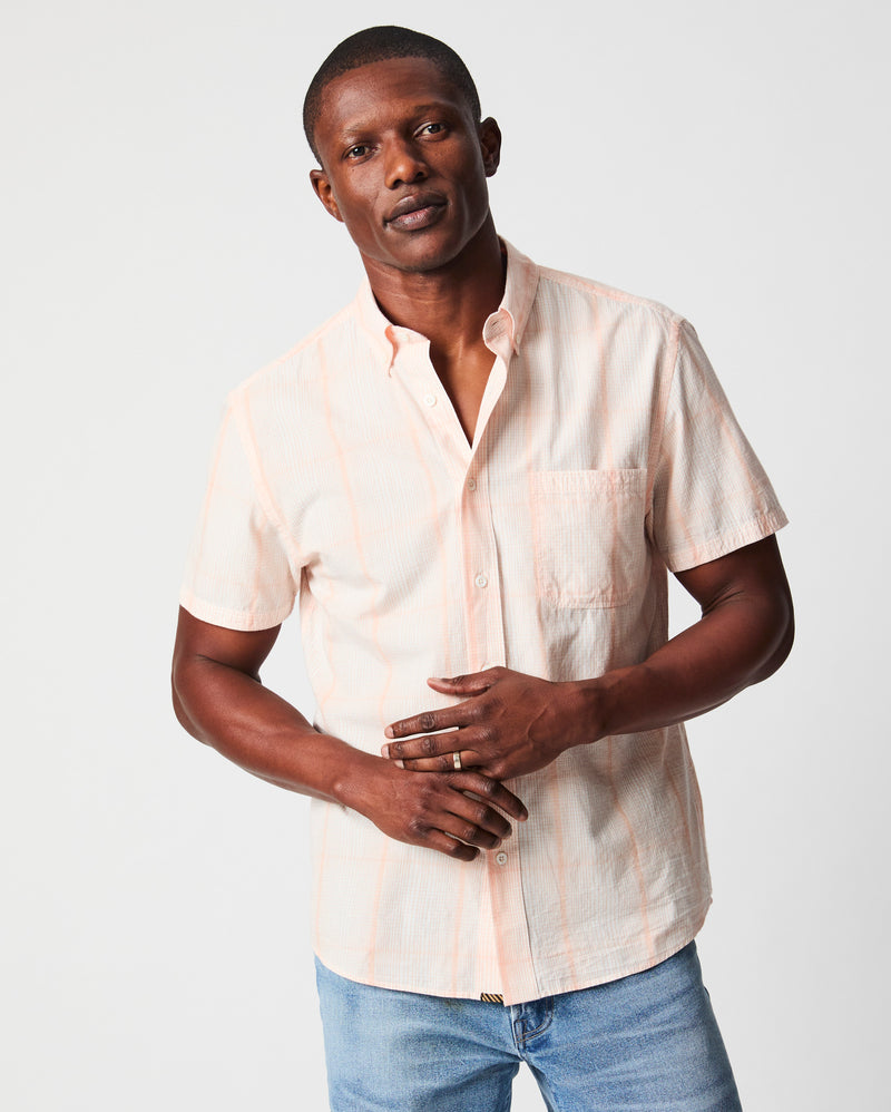 Short Sleeve Line Plaid Tuscumbia Shirt Button Down