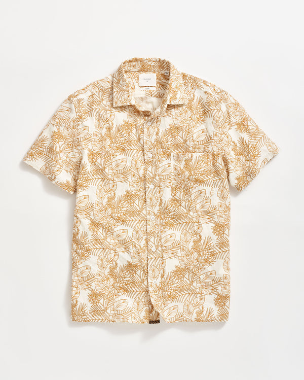 Short Sleeve Textural Pine Treme Shirt Button Down in Tinted White/Multi