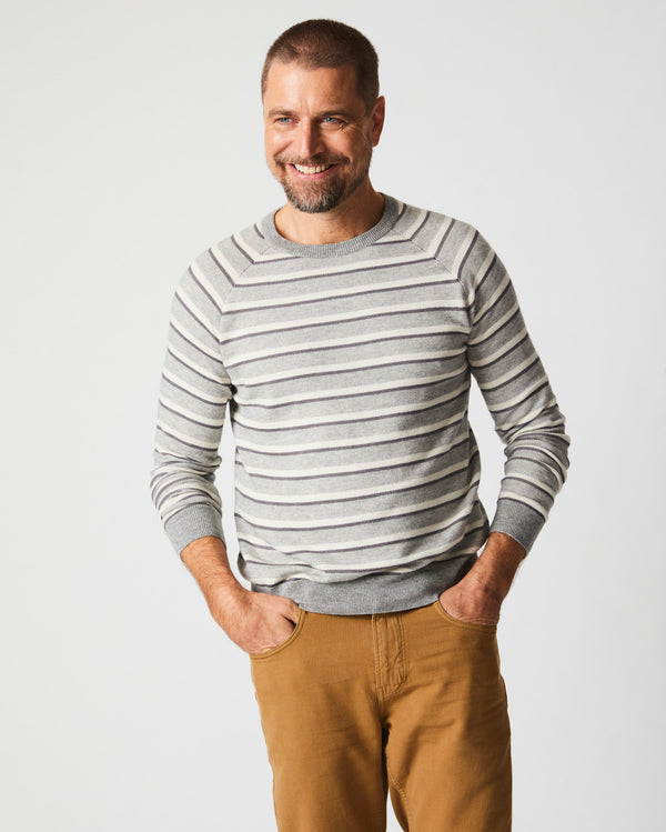 Raglan Stripe Sweater in Silver/Multi