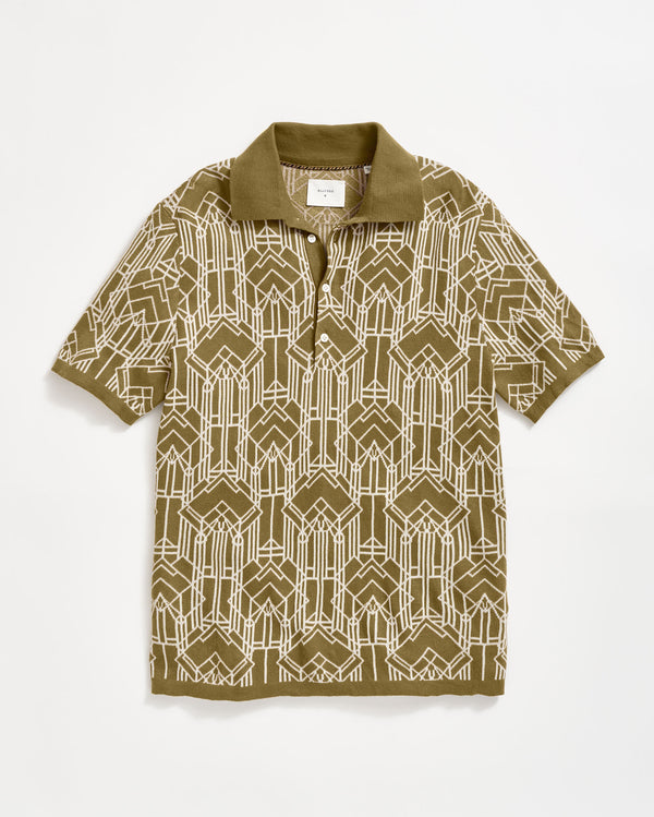 Stained Glass Sweater Polo in Olive