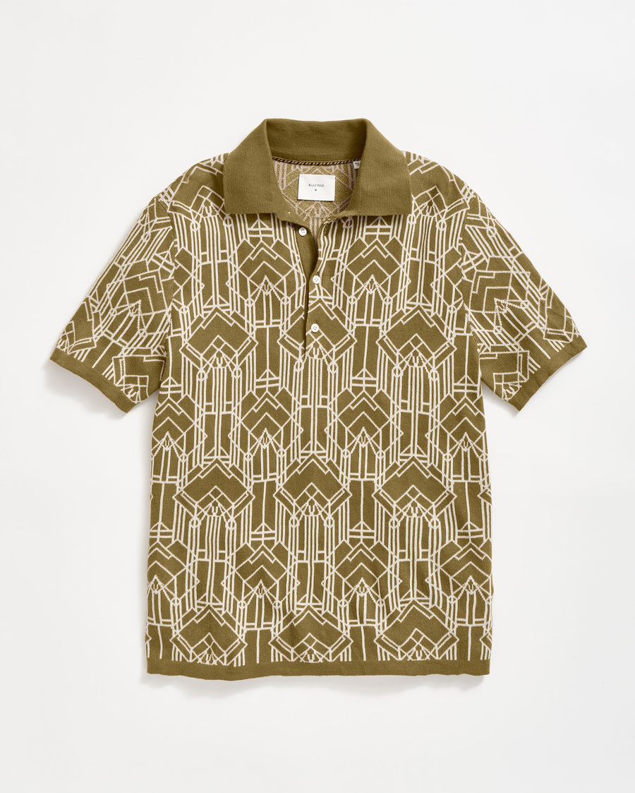 Stained Glass Sweater Polo in Olive