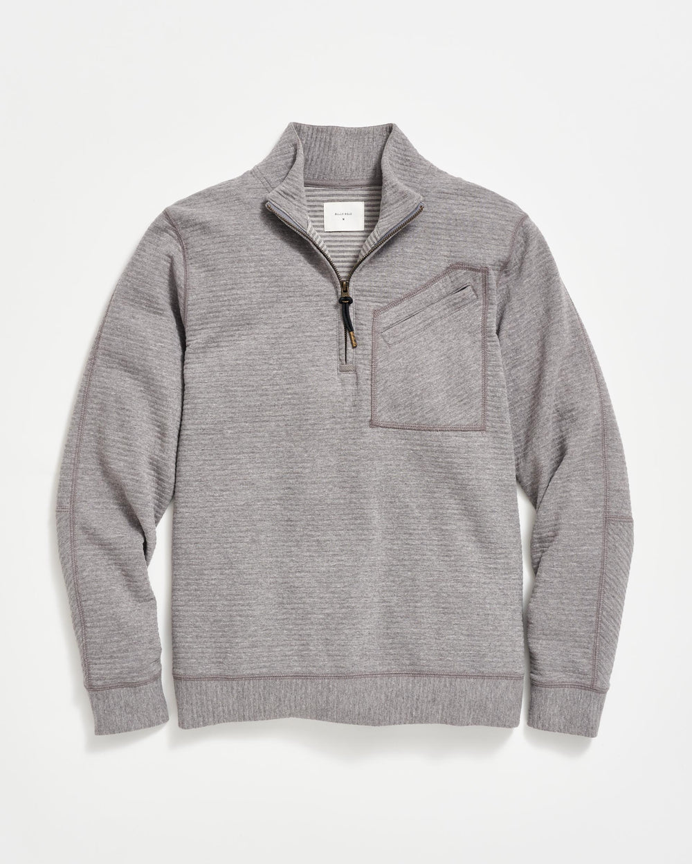 Quilted Half Zip in Medium Grey