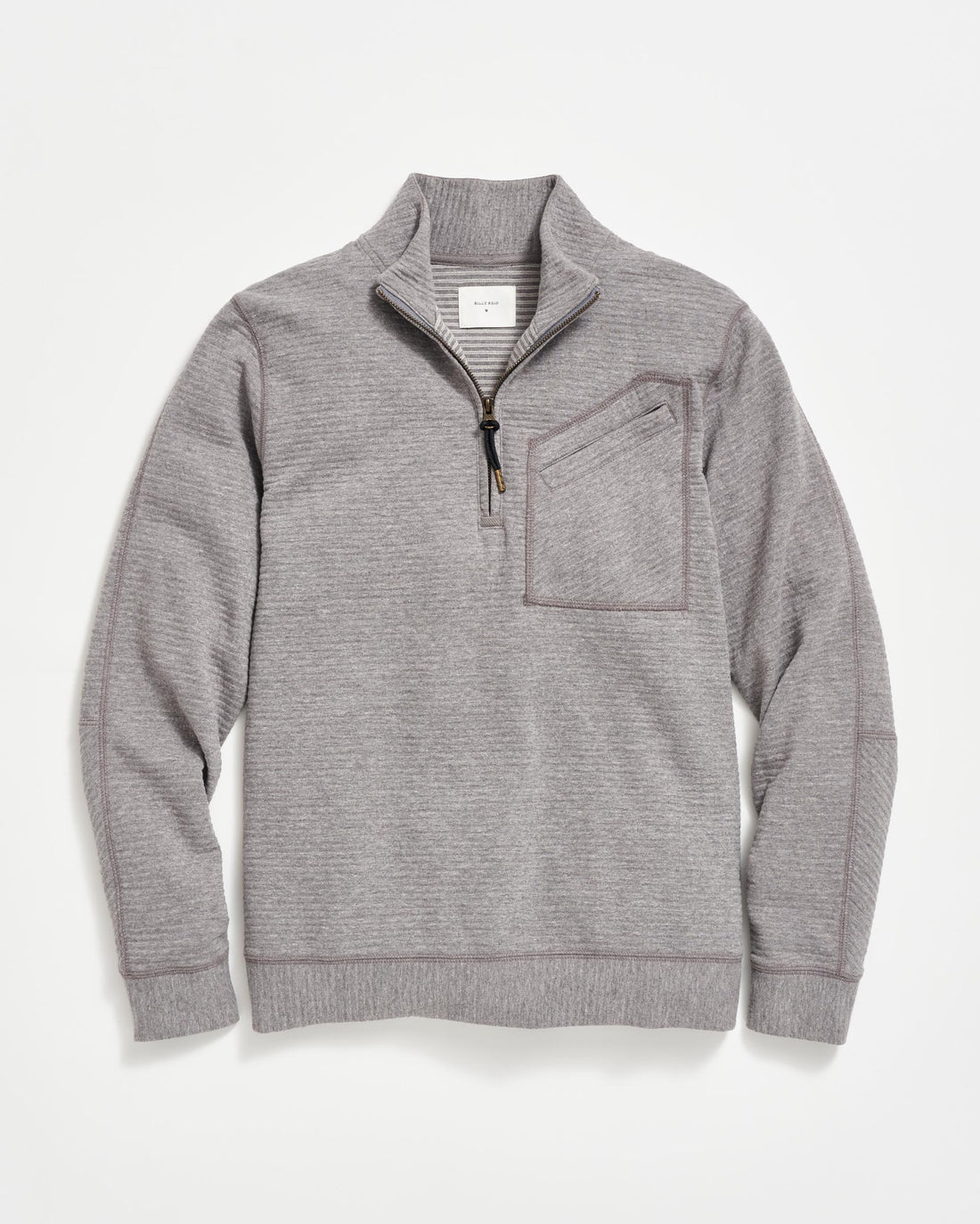 Quilted Half Zip in Medium Grey