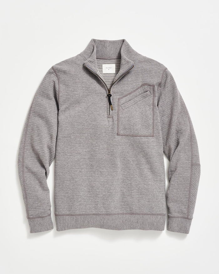 Quilted Half Zip in Medium Grey