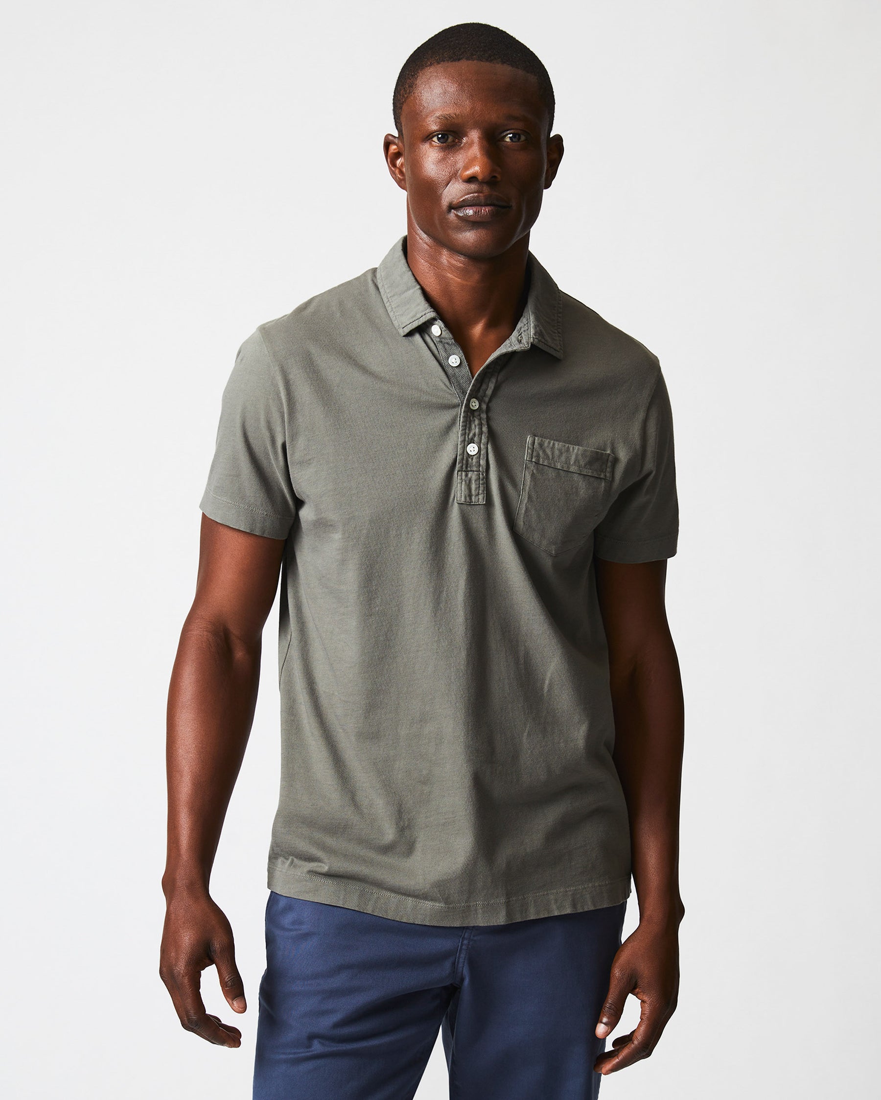 PENSACOLA POLO IN WASHED GREY Billy Reid