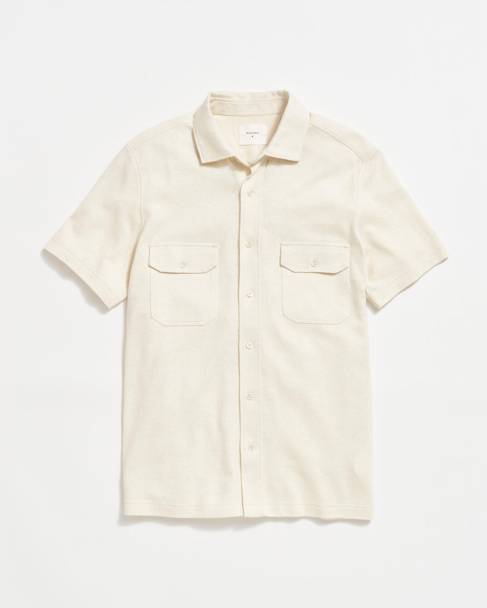 Short Sleeve Hemp Cotton Knit Shirt in Tinted White