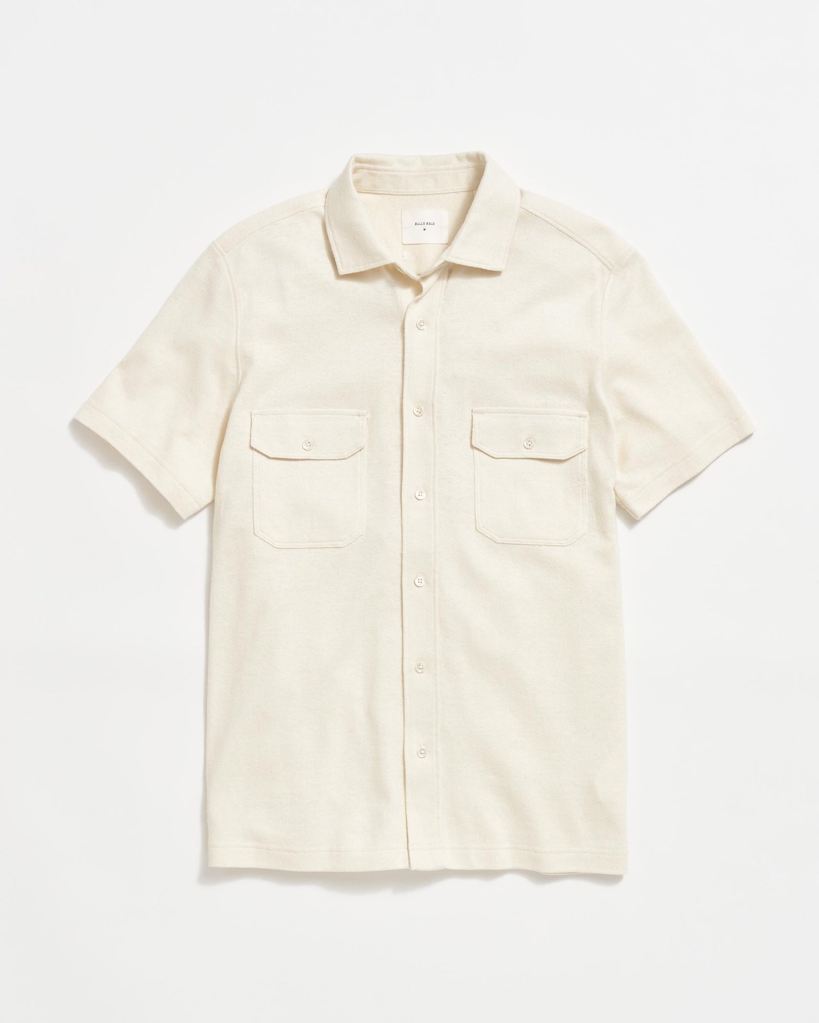Short Sleeve Hemp Cotton Knit Shirt in Tinted White