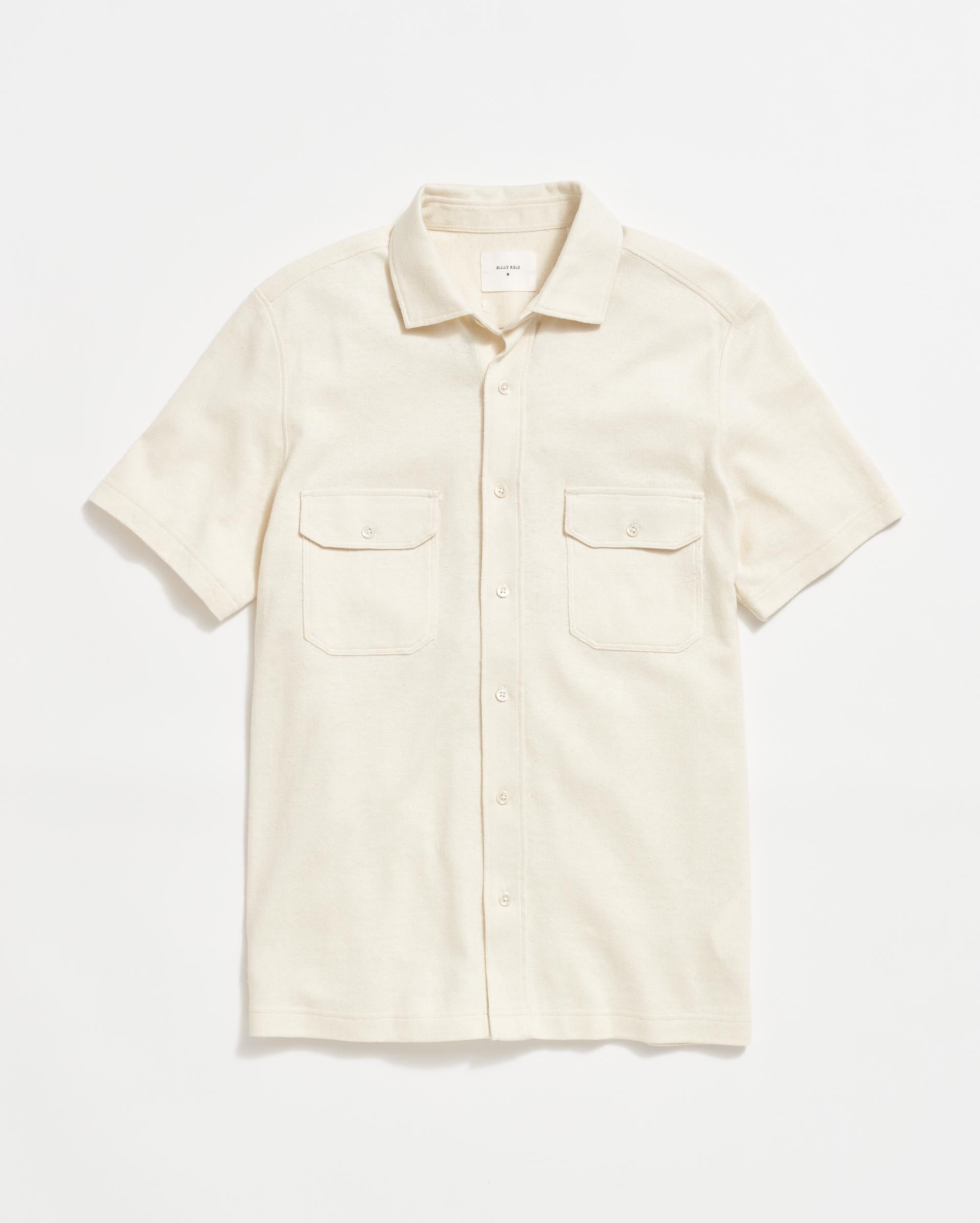 Short Sleeve Hemp Cotton Knit Shirt in Tinted White