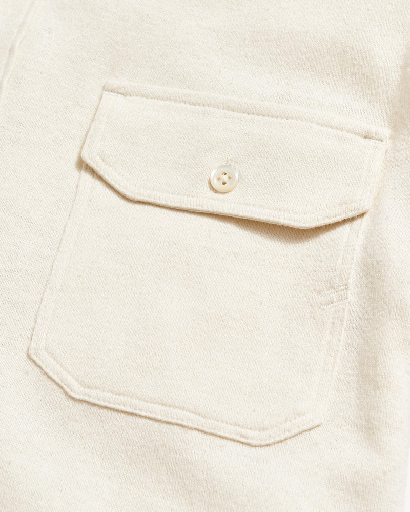 Short Sleeve Hemp Cotton Knit Shirt in Tinted White