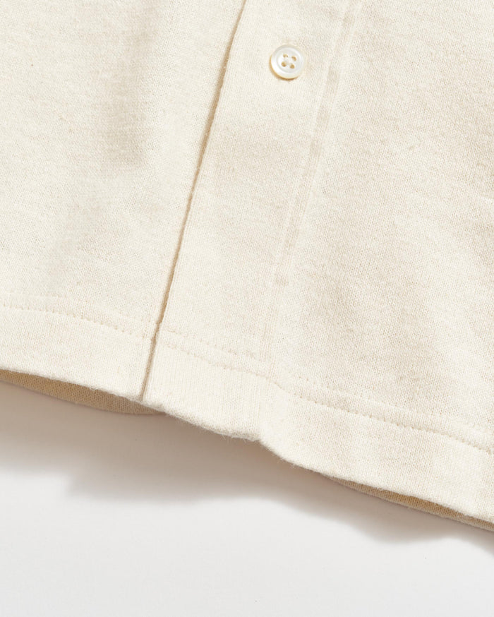 Short Sleeve Hemp Cotton Knit Shirt in Tinted White