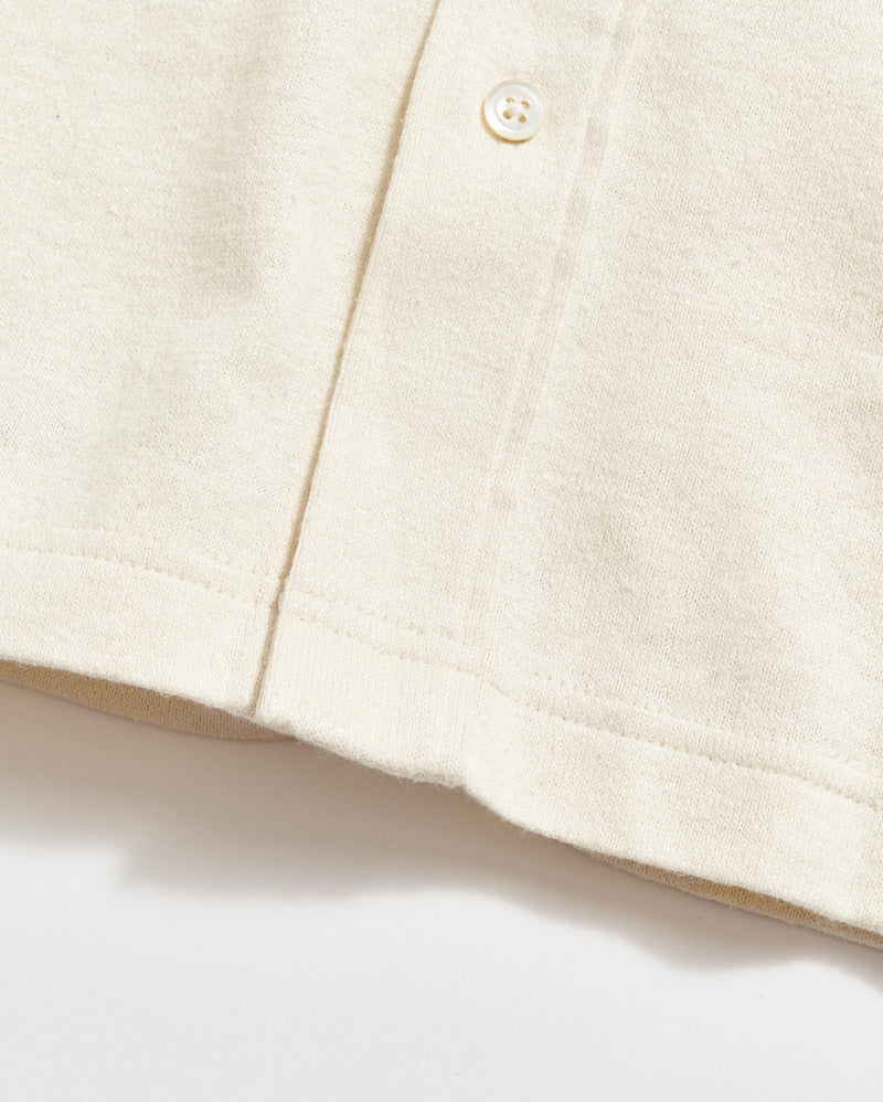 Short Sleeve Hemp Cotton Knit Shirt in Tinted White