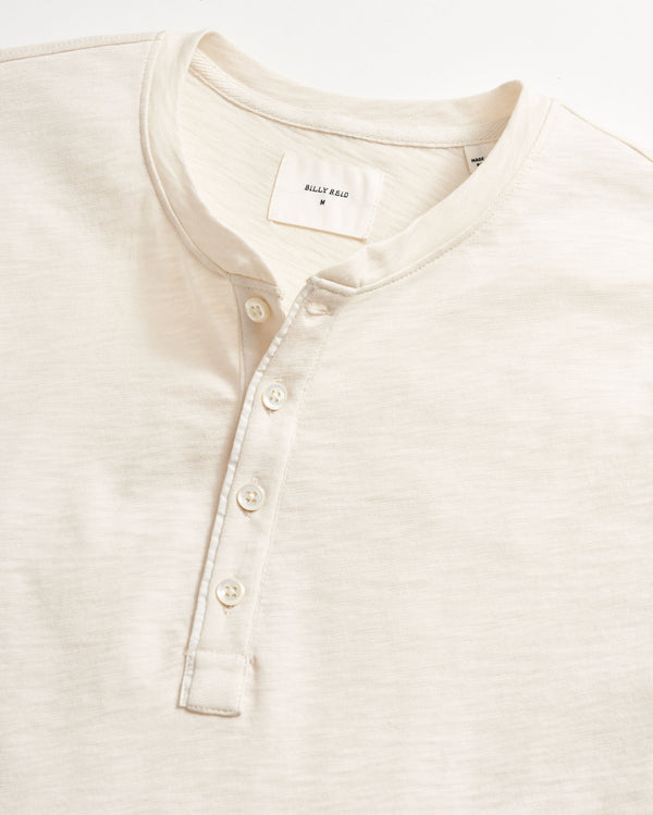 Long Sleeve Organic Cotton Henley in Tinted White
