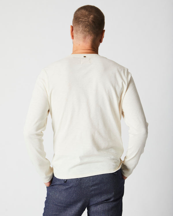 Long Sleeve Organic Cotton Henley in Tinted White