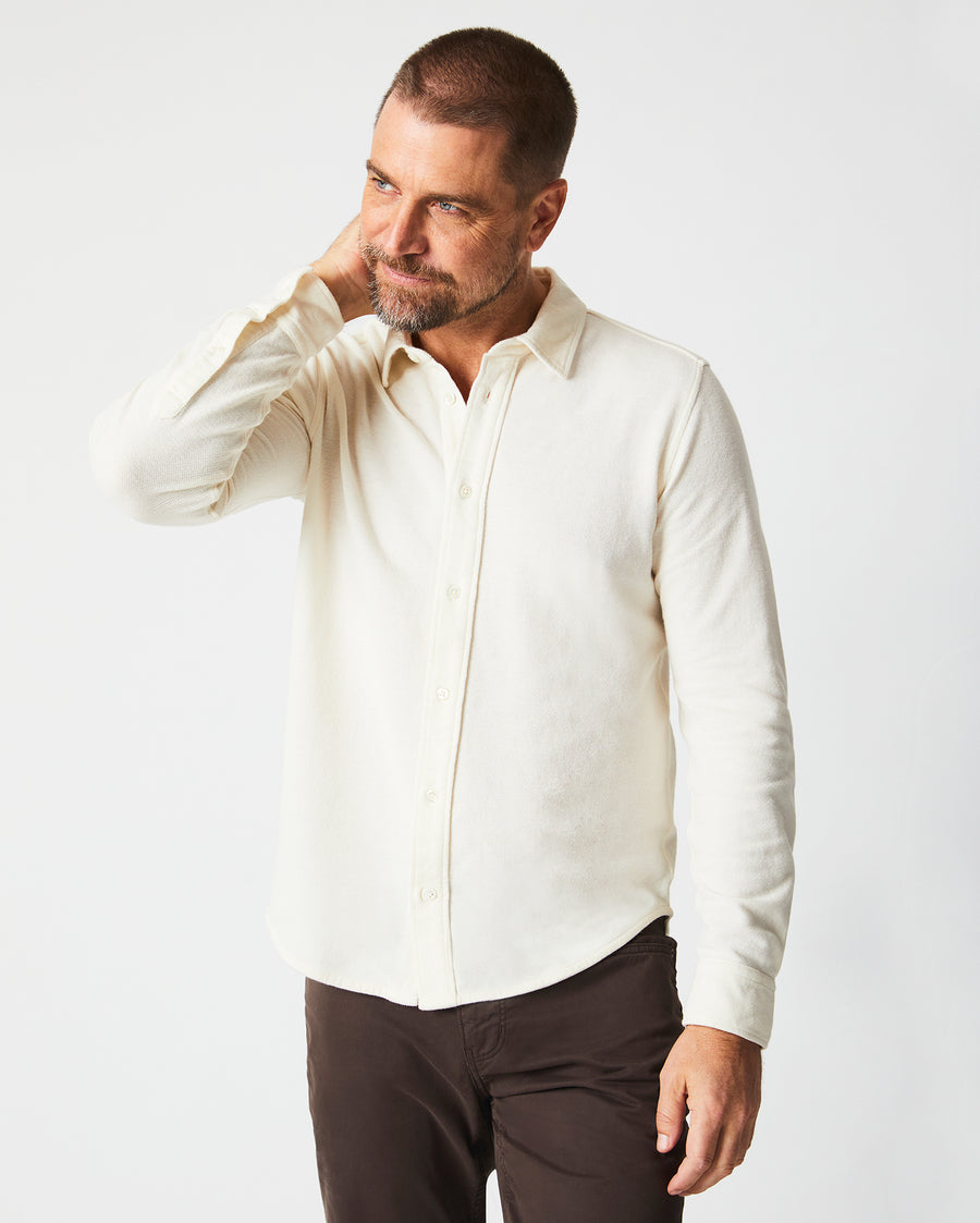 Long sleeve knit yellowhammer shirt in tinted white