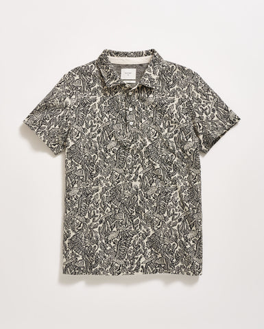 Pelican Jacquard Polo in Tinted White/Black