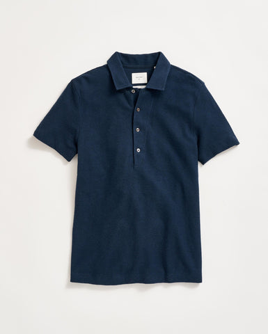 Hemp Cotton Twill Polo in Carbon Blue