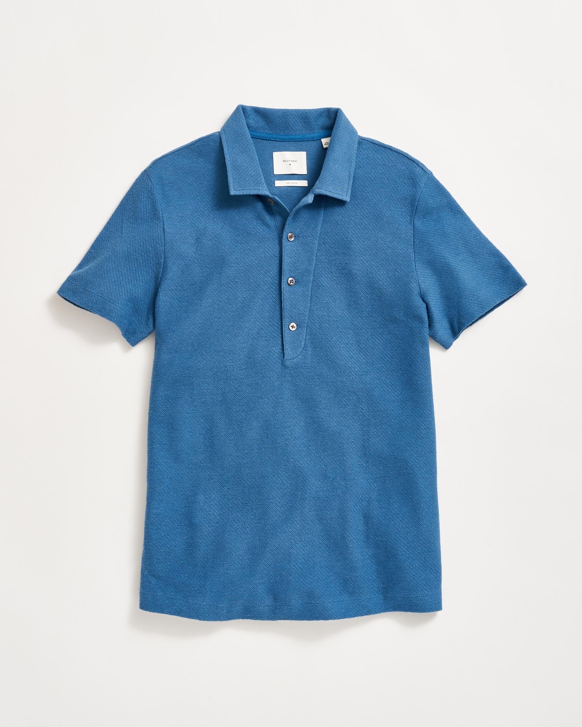 Hemp Cotton Twill Polo by Billy Reid | Dark Blue Short