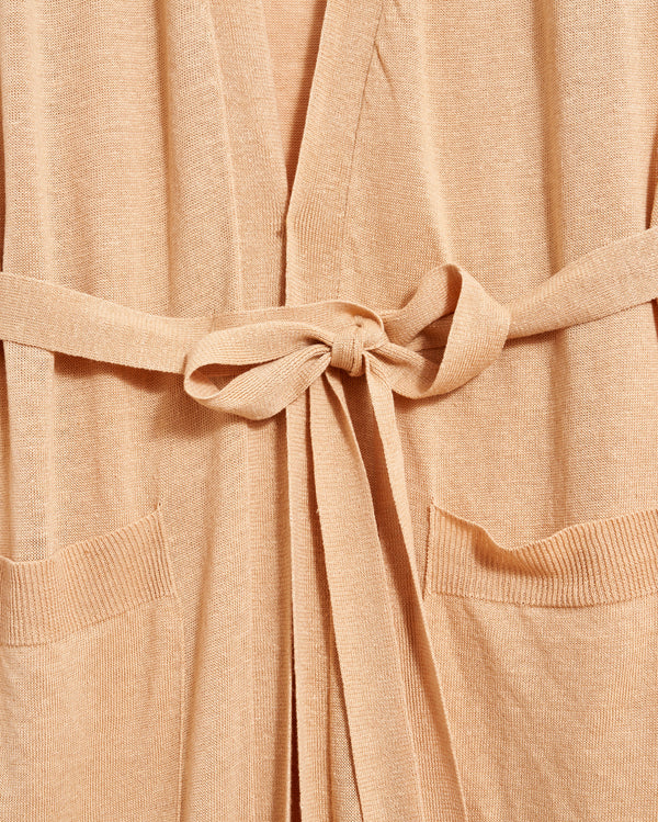 Cotton Linen Duster Vest in Straw